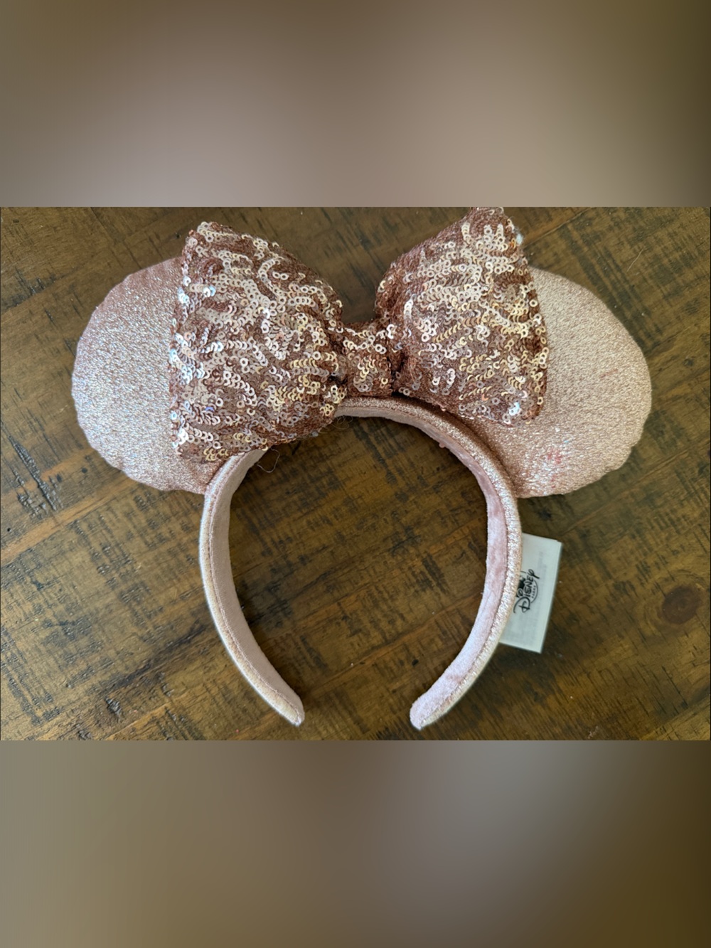 Disney Rose Gold Sequin Minnie Ears Headband